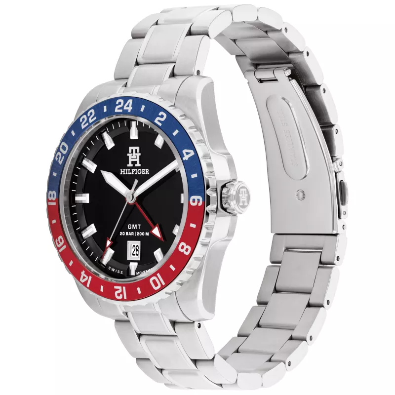Relógio de quartzo analógico de homem Tommy Hilfiger 1792131 42mm mostrador azul pele castanha