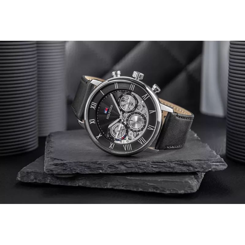 Relógio Tommy Hilfiger de homem Damon quartzo aço inoxidável 40mm mostrador azul 1710565