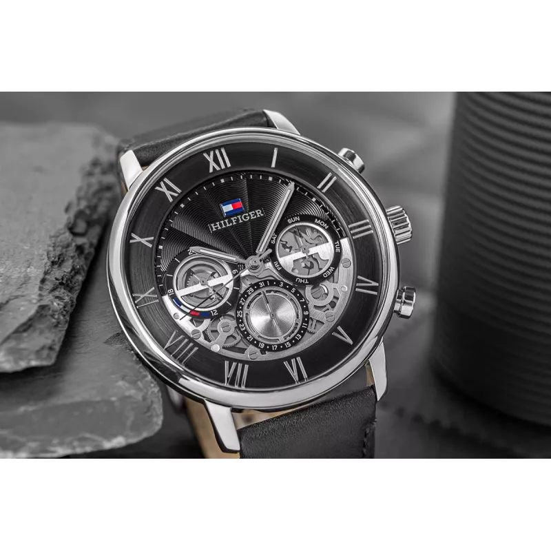 Relógio Tommy Hilfiger de homem Damon quartzo aço inoxidável 40mm mostrador azul 1710565