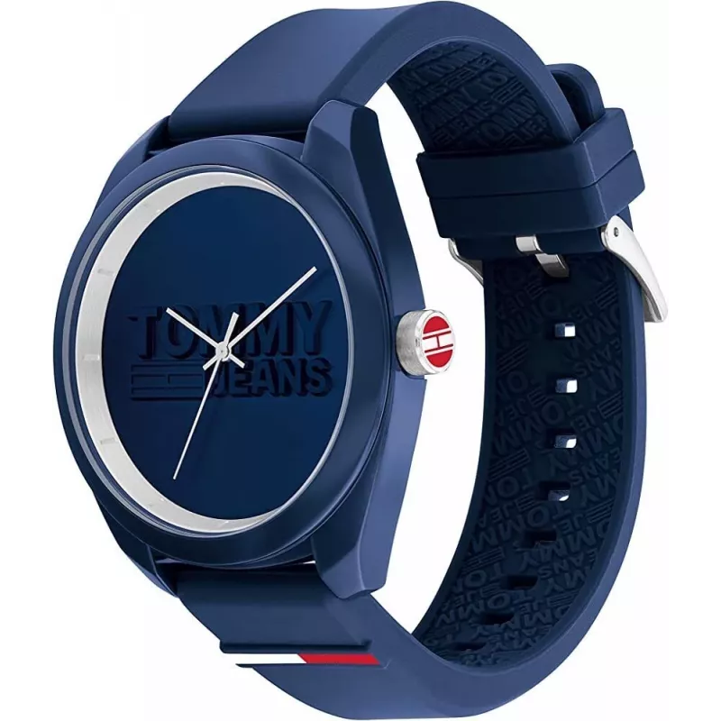 Relógio Tommy Hilfiger homem Damon quartzo 1791927 45mm mostrador azul bracelete de malha de aço inoxidável