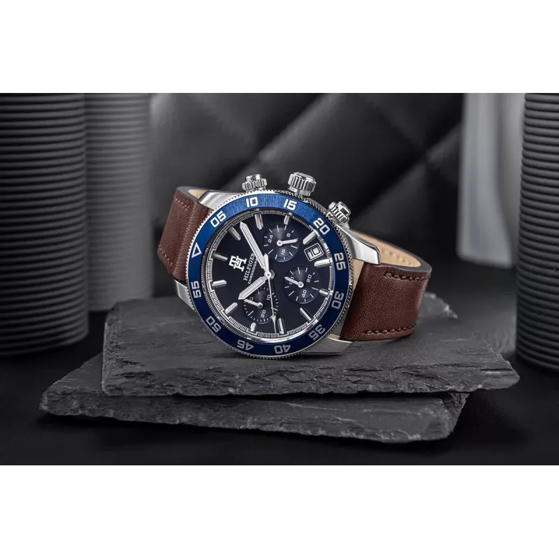 Relógio de quartzo de homem Tommy Hilfiger Damon 1792163 41mm aço inoxidável mostrador azul