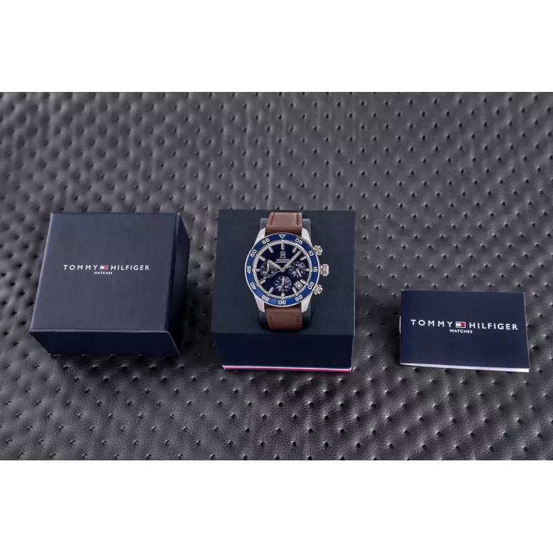 Relógio de quartzo de homem Tommy Hilfiger Damon 1792163 41mm aço inoxidável mostrador azul