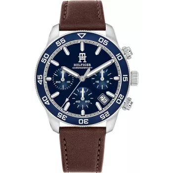 Relógio de quartzo de homem Tommy Hilfiger Damon 1792163 41mm aço inoxidável mostrador azul