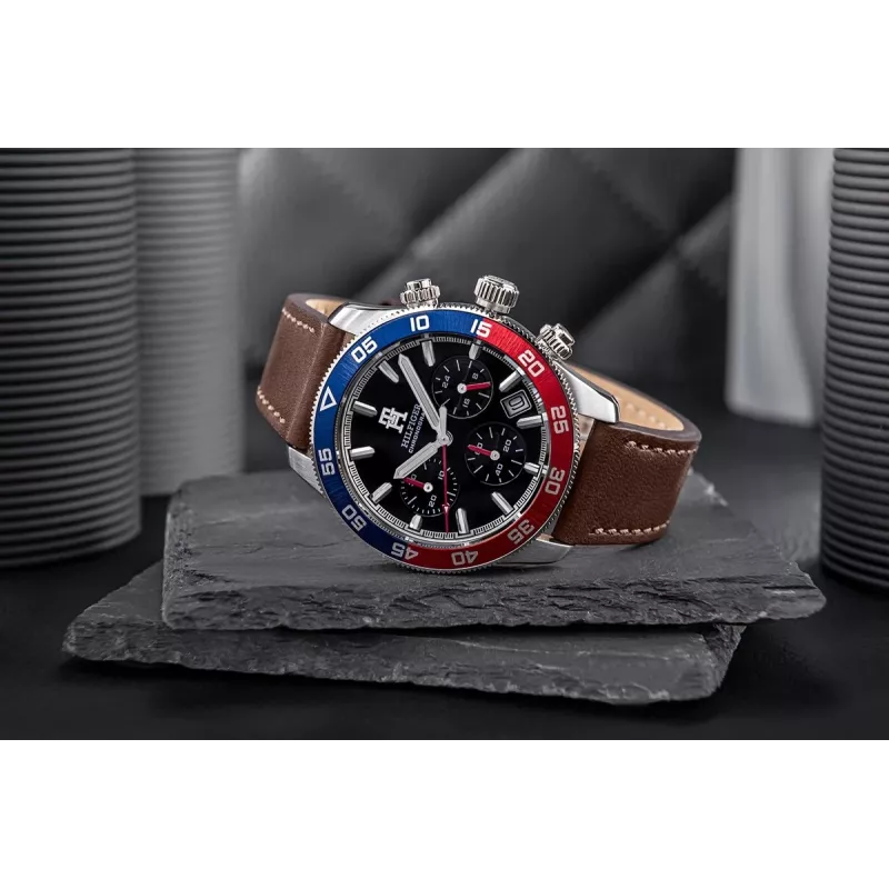 Relógio de quartzo de homem Tommy Hilfiger Damon 1792166 40mm mostrador azul pele castanha