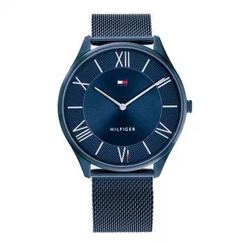 Tommy Hilfiger Relógio de quartzo de homem Decker 1710514 43mm Mostrador azul Pele castanha