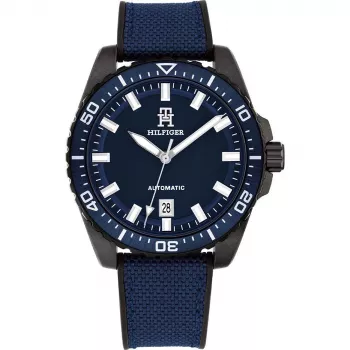 Relógio de quartzo de homem Tommy Hilfiger Decker 1792160 42mm aço inoxidável mostrador azul
