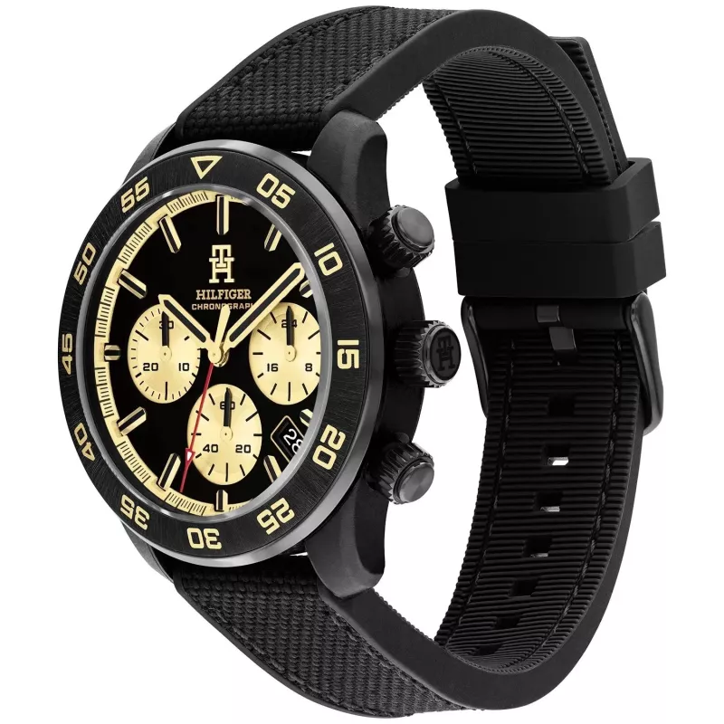 Tommy Hilfiger relógio de quartzo de homem Decker 1792182 41mm mostrador azul pele castanha