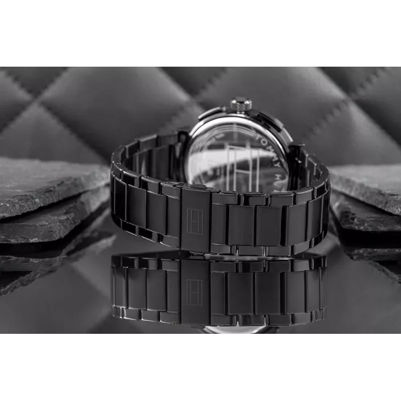 Tommy Hilfiger Relógio de quartzo homem Decker 44mm aço inoxidável mostrador azul pele castanha