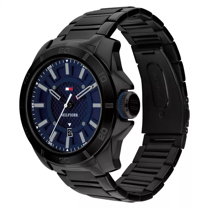 Relógio de quartzo analógico de homem Tommy Hilfiger 1792139 49mm azul silicone