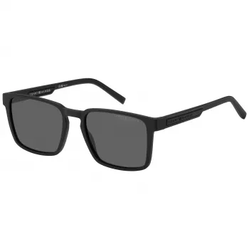Tommy Hilfiger Óculos de sol de homem TH-2088-S-003 - armação de acetato preta, lentes de policarbonato cinzentas, 55 mm
