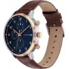 Relógio de homem Tommy Hilfiger 1791987 44 mm caixa de aço inoxidável pulseira de couro castanha mostrador azul