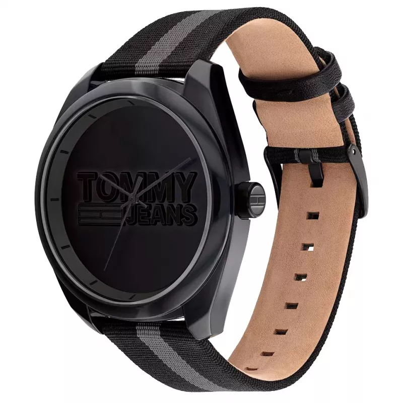 Tommy Hilfiger relógio de homem 1792039 45 mm mostrador azul couro castanho