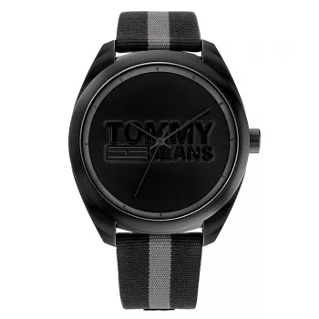 Tommy Hilfiger relógio de homem 1792039 45 mm mostrador azul couro castanho