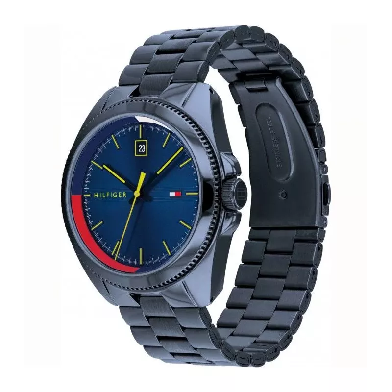 Tommy Hilfiger Relógio de homem TH1791689 44mm Mostrador azul Pulseira em pele castanha