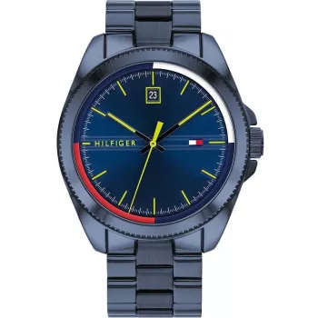 Tommy Hilfiger Relógio de homem TH1791689 44mm Mostrador azul Pulseira em pele castanha