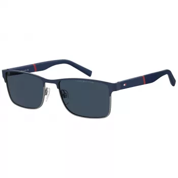 Óculos de sol retangulares de homem TOMMY HILFIGER TH-2040-S-KU0 armação de acetato Havana lentes de policarbonato cinzentas UV400