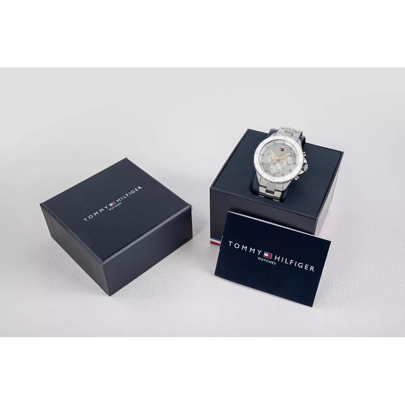 Relógio Tommy Hilfiger unissexo 1782707 40mm malha de aço inoxidável mostrador azul