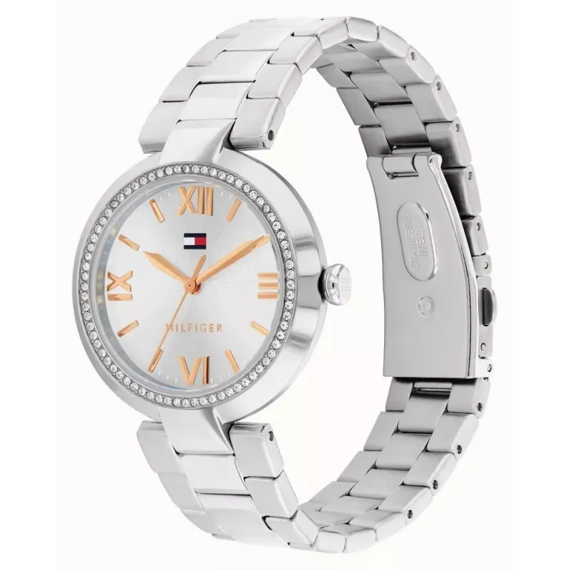 Relógio de mulher Tommy Hilfiger Pippa de quartzo 34 mm em aço inoxidável prateado com malha