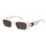 TOMMY JEANS TJ-0099-S-VK6 Óculos de sol unissexo retangulares, armação preta, lentes cinzento fumo, 53/20/145 mm