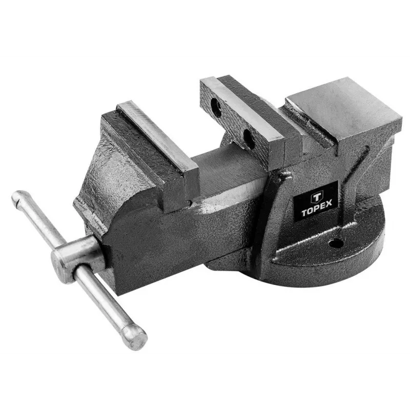 Torno de serralheiro TOPEX 100 mm, base giratória, ferro fundido cinzento