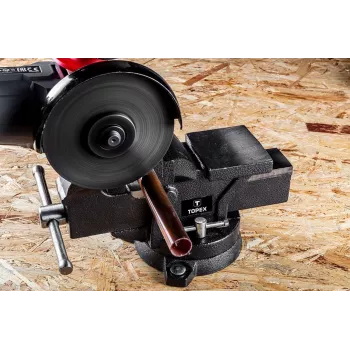 TOPEX torno de bancada orientável para serralheiro 125 mm com base rotativa 360° e bigorna