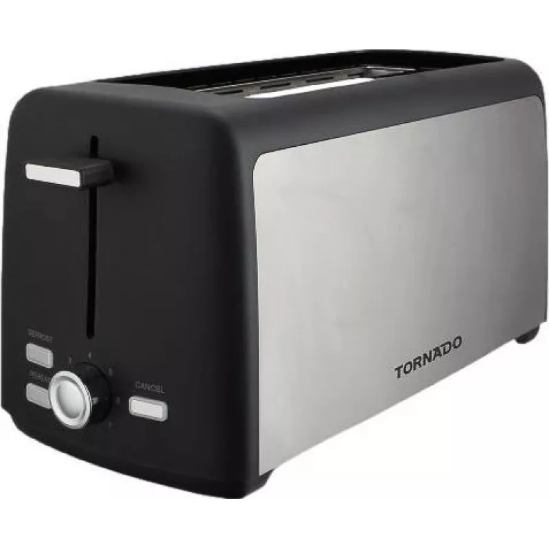 Torradeira Tornado TTA-7402-GS – torradeira pop-up de 2 fatias 1400W com 7 níveis de tostagem, preto/prateado