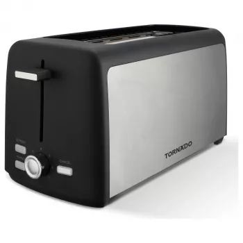 Torradeira Tornado TTA-7402-GS – torradeira pop-up de 2 fatias 1400W com 7 níveis de tostagem, preto/prateado