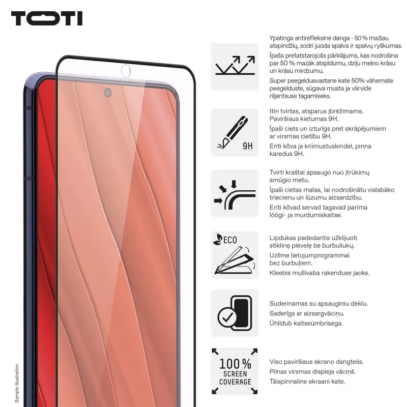 TOTI PREMIUM película de vidro temperado 3D para ecrã, cobertura total para Samsung Galaxy S25 Ultra