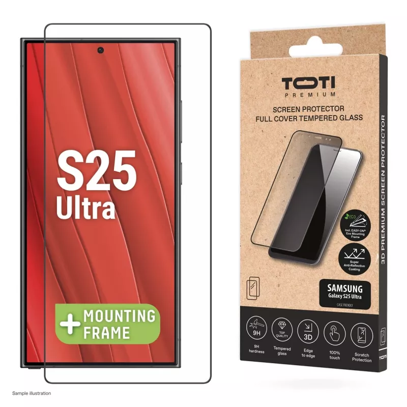 TOTI PREMIUM película de vidro temperado 3D para ecrã, cobertura total para Samsung Galaxy S25 Ultra