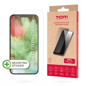 TOTI Película de vidro temperado 2D Full Cover para iPhone 13/13 Pro/14/16e, Transparente