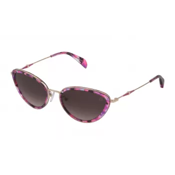 Óculos de sol TOUS STO387-550GED para mulher Havana castanho acetato retangular degradê