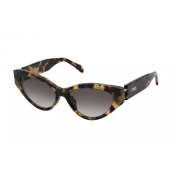 Óculos de sol de mulher TOUS STOB84V5501GQ gatinho acetato Havana castanho lente degradê 55 mm