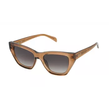 Óculos de sol de mulher TOUS STOB85-530D67 castanho Havana armação de acetato borboleta com lentes de policarbonato castanhas degradê 53/15/140 mm