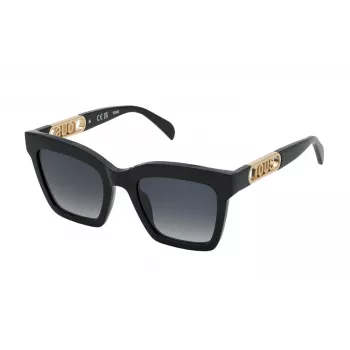 Óculos de sol TOUS para mulher STOB91-520700 armação de acetato preta quadrada lentes de policarbonato cinzentas UV400 52/22/140 mm