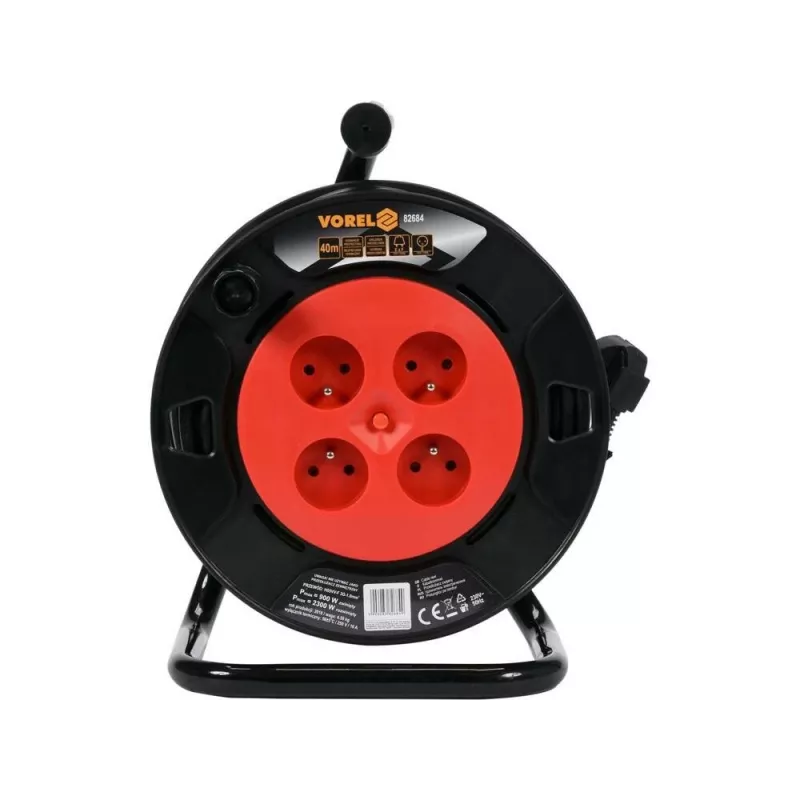 TOYA VOREL 82682 extensão elétrica 4 tomadas 30m H05VV-F 3G1.5 com proteção térmica
