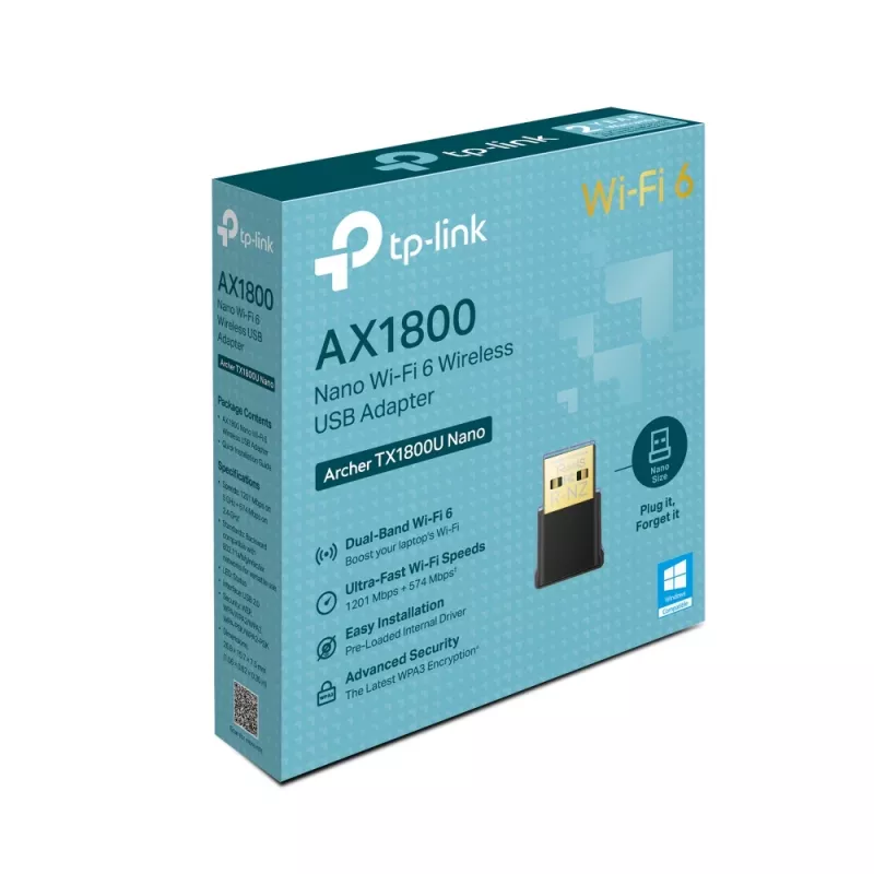 Adaptador USB TP-LINK Archer TX1800U Nano AX1800 Dual Band Wi-Fi 6, 1.8 Gbps