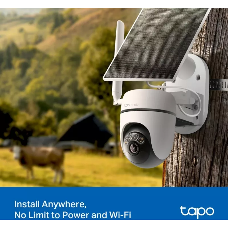TP-LINK Tapo C615G KIT V1 Kit de câmara de segurança alimentada por energia solar - Câmara de vigilância de rede PTZ exterior, à prova de pó/intempéries, cor dia e noite