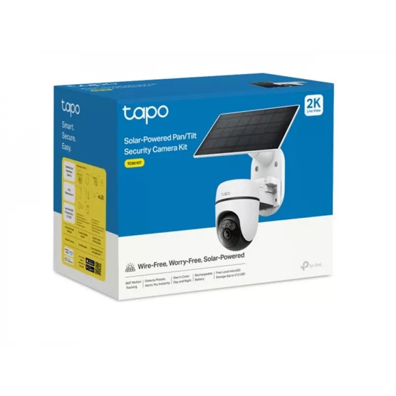 TP-Link Tapo TC90 KIT kit de câmara de segurança de exterior a energia solar, rotativa/inclinável, 2304 x 1296