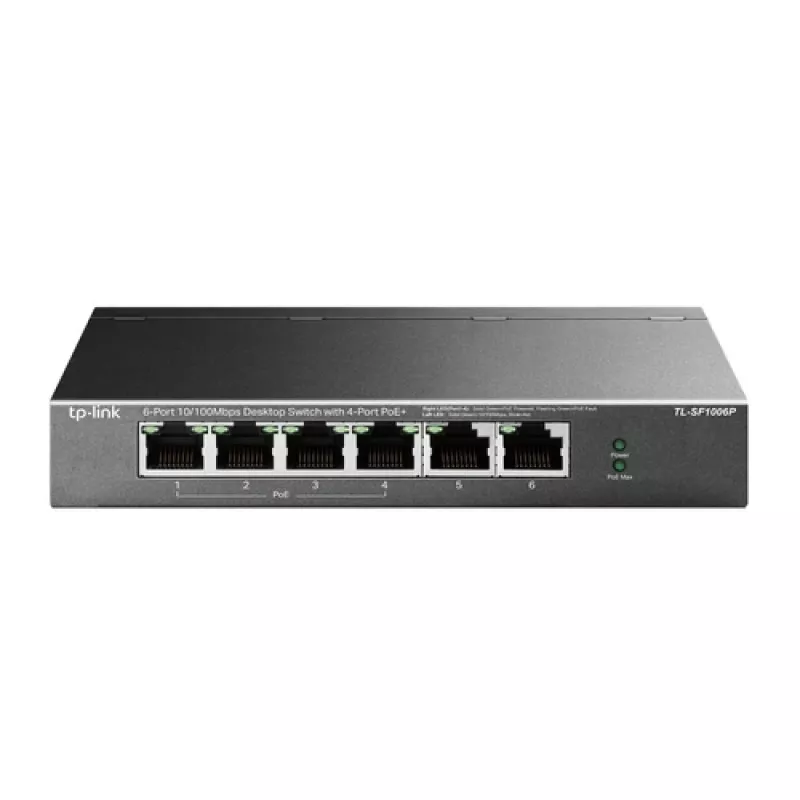 Switch de secretária TP-LINK TL-SF1006P 6 portas 10/100 Mbps com 4 portas PoE+ (67W)