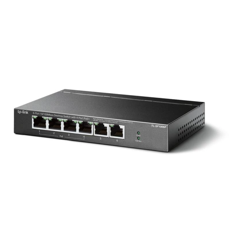 Switch de secretária TP-LINK TL-SF1006P 6 portas 10/100 Mbps com 4 portas PoE+ (67W)