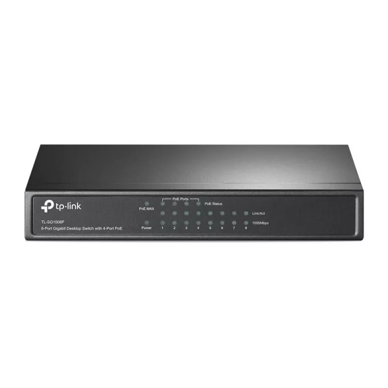 TP-Link TL-SG1008P switch PoE+ Gigabit de secretária 8 portas, 4 portas PoE, orçamento de 64W, metal TL-SG1008P(UN)
