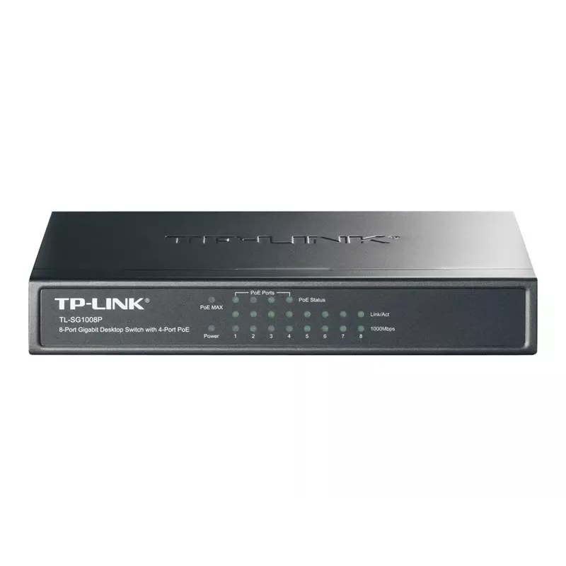 TP-Link TL-SG1008P switch PoE+ Gigabit de secretária 8 portas, 4 portas PoE, orçamento de 64W, metal TL-SG1008P(UN)