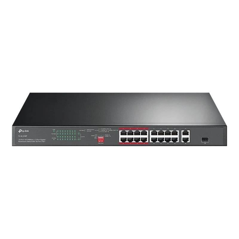 TP-Link TL-SL1218P switch Fast Ethernet PoE+ 18 portas com 2 Gigabit e 1 SFP