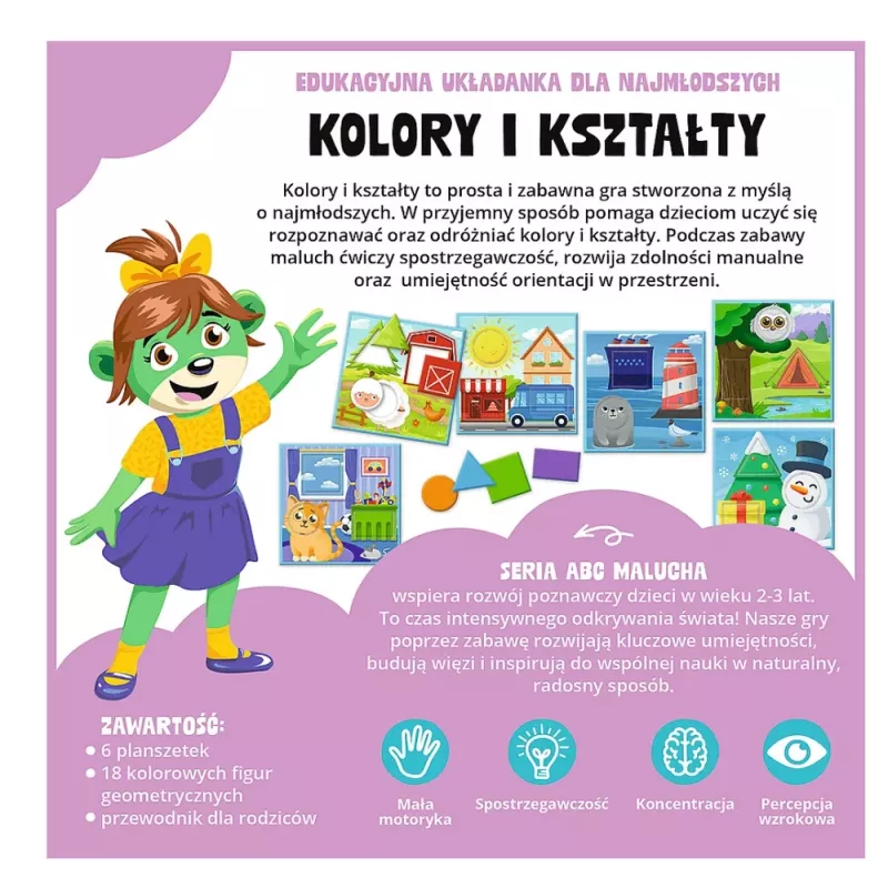 TREFL GRY Jogo educativo Cores e Formas ABC para crianças pequenas Família Treflik Trefl 02904