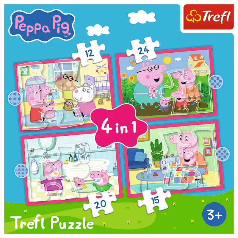 TREFL PUZZLE Puzzle 4 em 1 (12, 15, 20, 24) – A Peppa adora aventuras – Trefl 34672