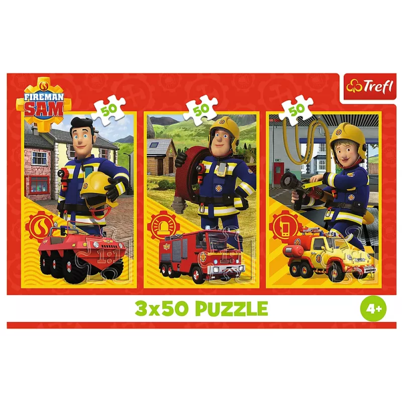 Puzzle - 3x50 - Fireman Sam Feuerwache Besatzung