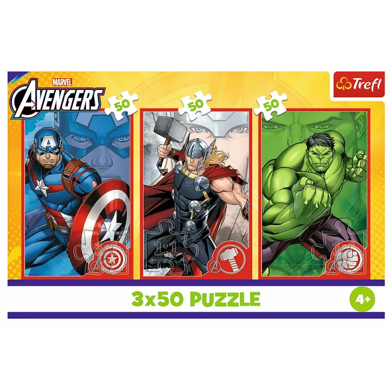 Puzzle TREFL - 3x50 - O teu herói / Disney Marvel The Avengers Trefl 34891