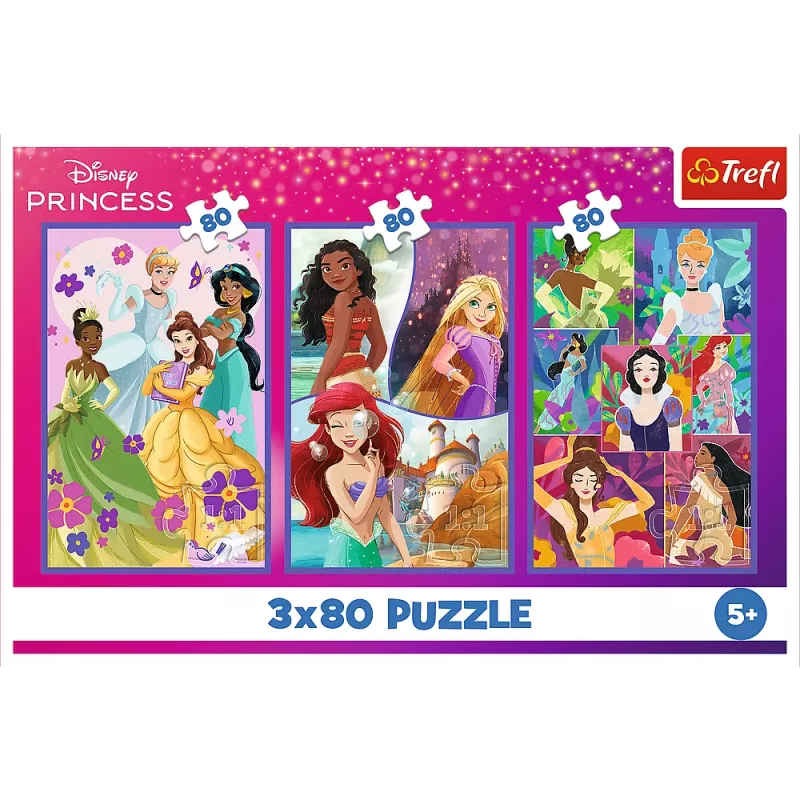Puzzle TREFL - 3x80 - Amigas princesas - Disney Princess Trefl 34884