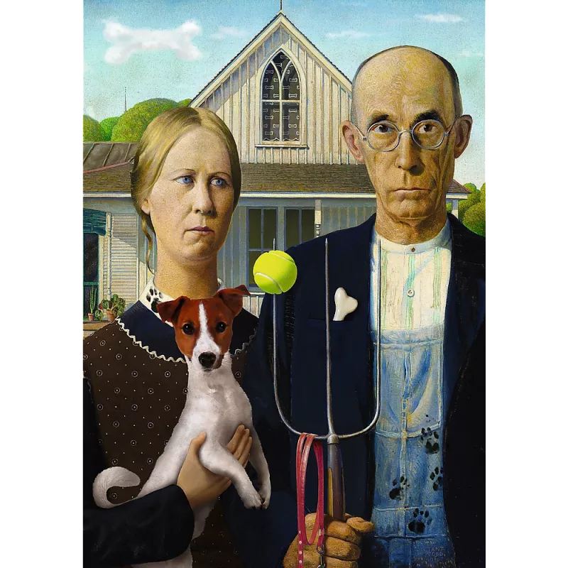 Puzzle TREFL - 500 - American Gothic: Dog Edition Trefl 37526