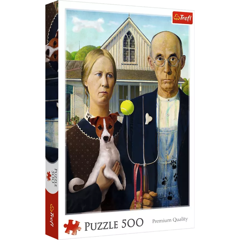 Puzzle TREFL - 500 - American Gothic: Dog Edition Trefl 37526